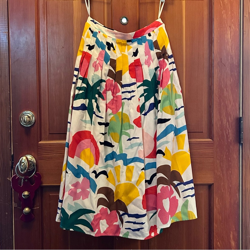 Crosby Multicolor A-Line / Full Skirt with Tropical Design